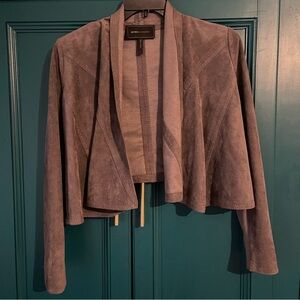 BCBG Maxazria Gray Jacket Cardigan Top Faux Suede Sz Small